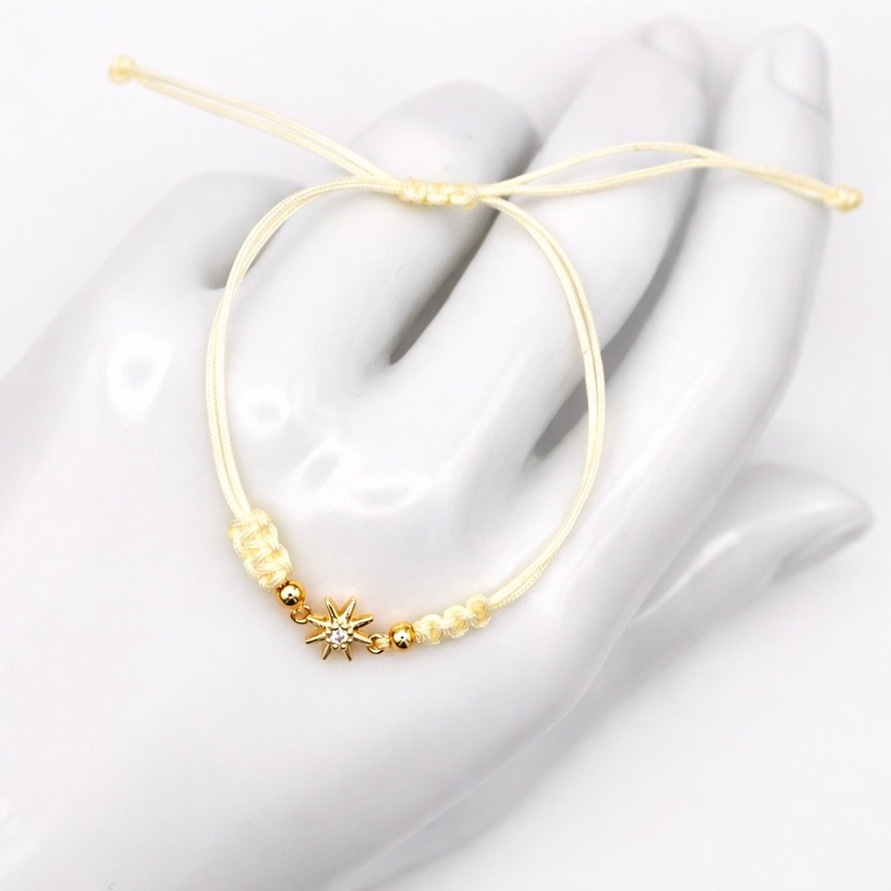 18K Gold Plated Baby / Toddler Star Charm Bracelet Adjustable Cord Minimalist